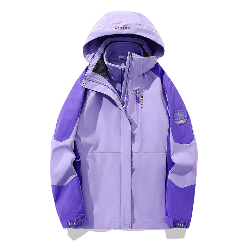 Men's non-waterproof three-piece winter jacket with removable hood and fleece inner jacket Mune Fashion