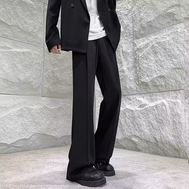 Men's Wide-Fit Suit Trousers with Crease, High Waist and Clean Front Closure Mune Fashion