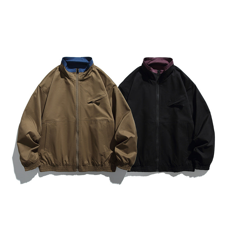 Unisex Boxy transitional jacket made of technical cotton blend with stand-up collar, front zipper, and concealed chest flap Mune Fashion