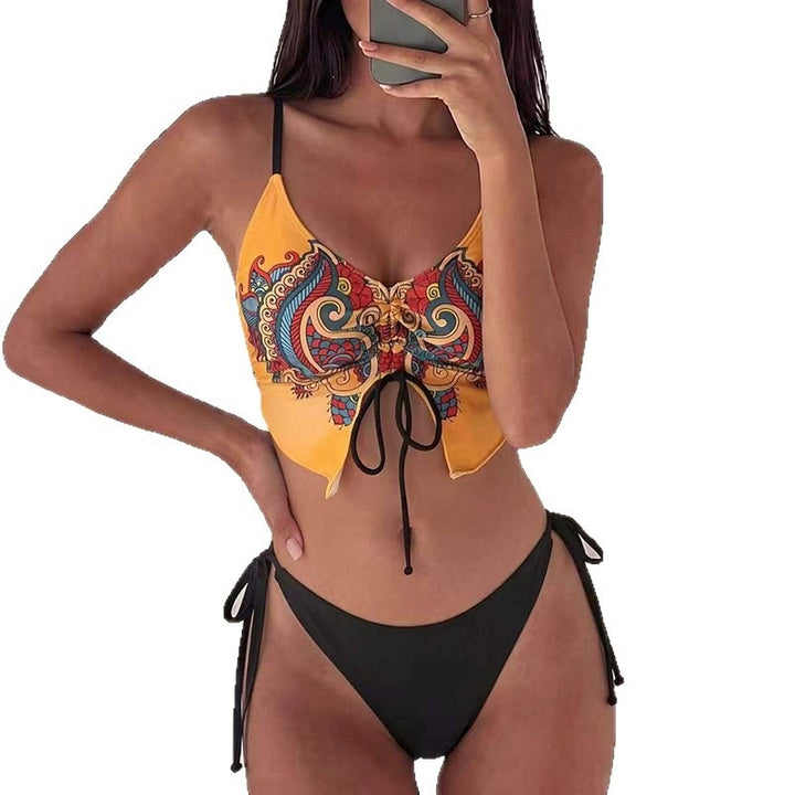 Ladies Bikini Top with artistic pattern print and adjustable straps Mune Fashion