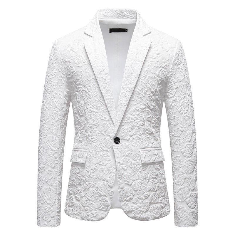 Men's structured business blazer with floral jacquard pattern and slim fit Mune Fashion