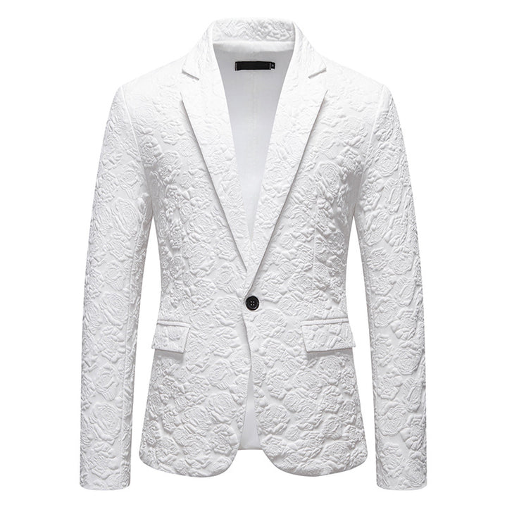 Men's structured business blazer with floral jacquard pattern and slim fit Mune Fashion