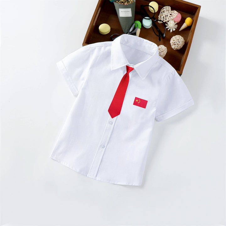 Ladies short sleeve shirt with elegant appliqué Mune Fashion
