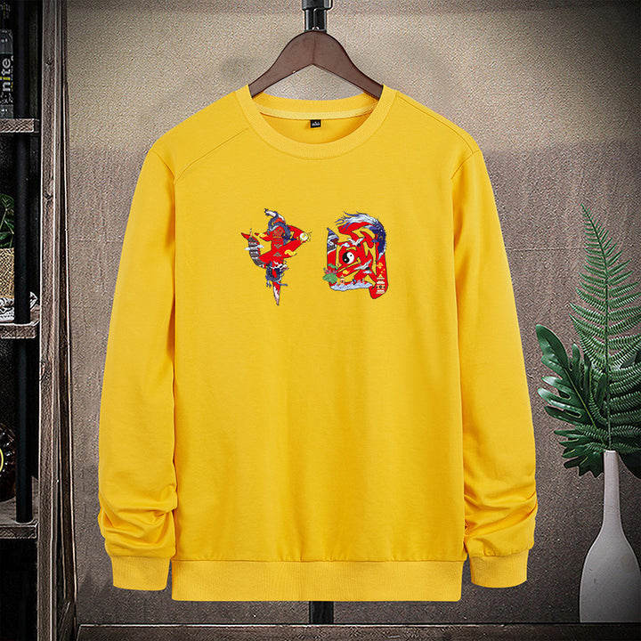 Men's Round Neck Sweatshirt with Detailed Graphic Print Mune Fashion