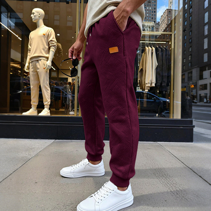 Men's quilted joggers with geometric texture pattern Mune Fashion