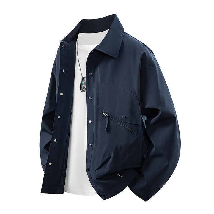Men's overshirt coach jacket in urban utility style with snap button placket and angled zip pocket Mune Fashion