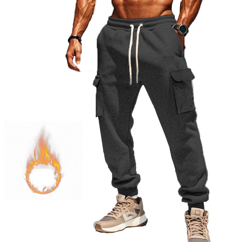 Men's Thermal Cargo Joggers with Fleece Lining, Tapered Cut & Multiple Pockets