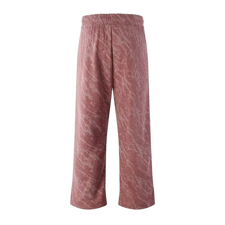 Men's Wide Cargo-Baggy Pants with Drawstring Waist, Flap Pockets & Technical Marble Print Mune Fashion