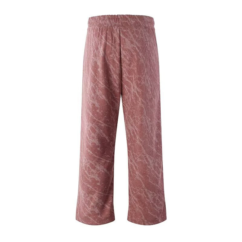 Men's Wide Cargo-Baggy Pants with Drawstring Waist, Flap Pockets & Technical Marble Print Mune Fashion