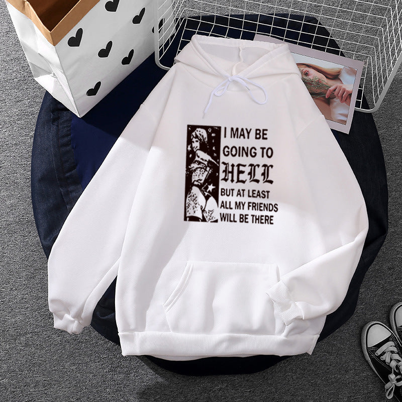 Women oversized hoodie with Gothic statement print and kangaroo pocket Mune Fashion