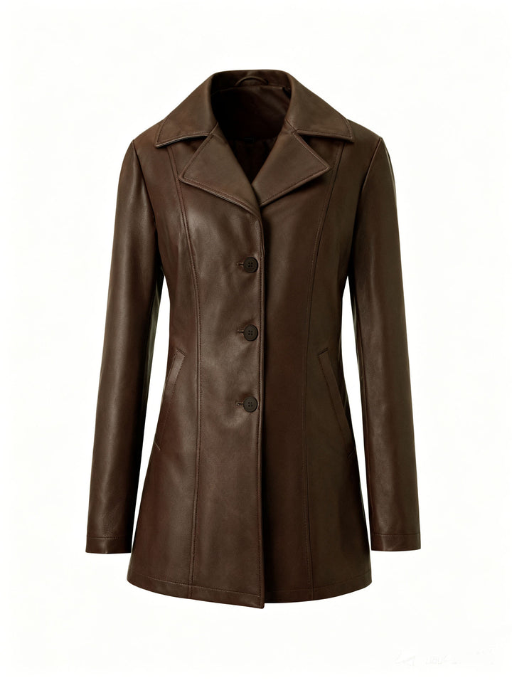 Women's Elegant Slim-Fit Faux Leather Jacket Mune Fashion