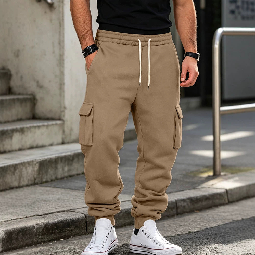 Men's cargo jogging pants made of cotton fleece with elastic waistband and leg cuffs Mune Fashion