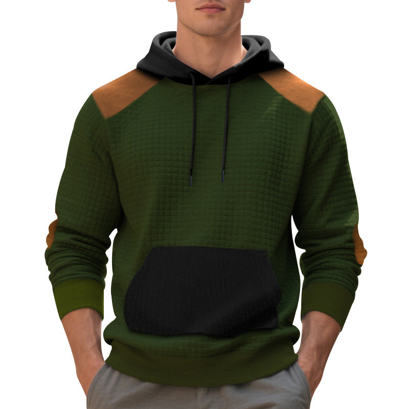 Men's urban waffle knit hoodie with kangaroo pocket and trim Mune Fashion