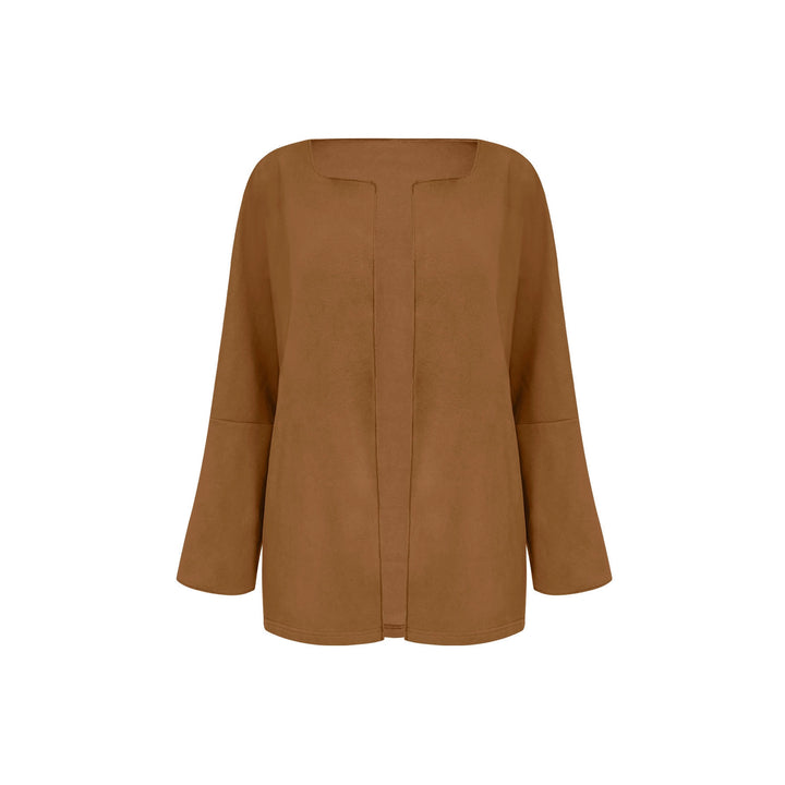 Women Lightweight Open Blazer with Draped Lapels and Wide Sleeves Mune Fashion