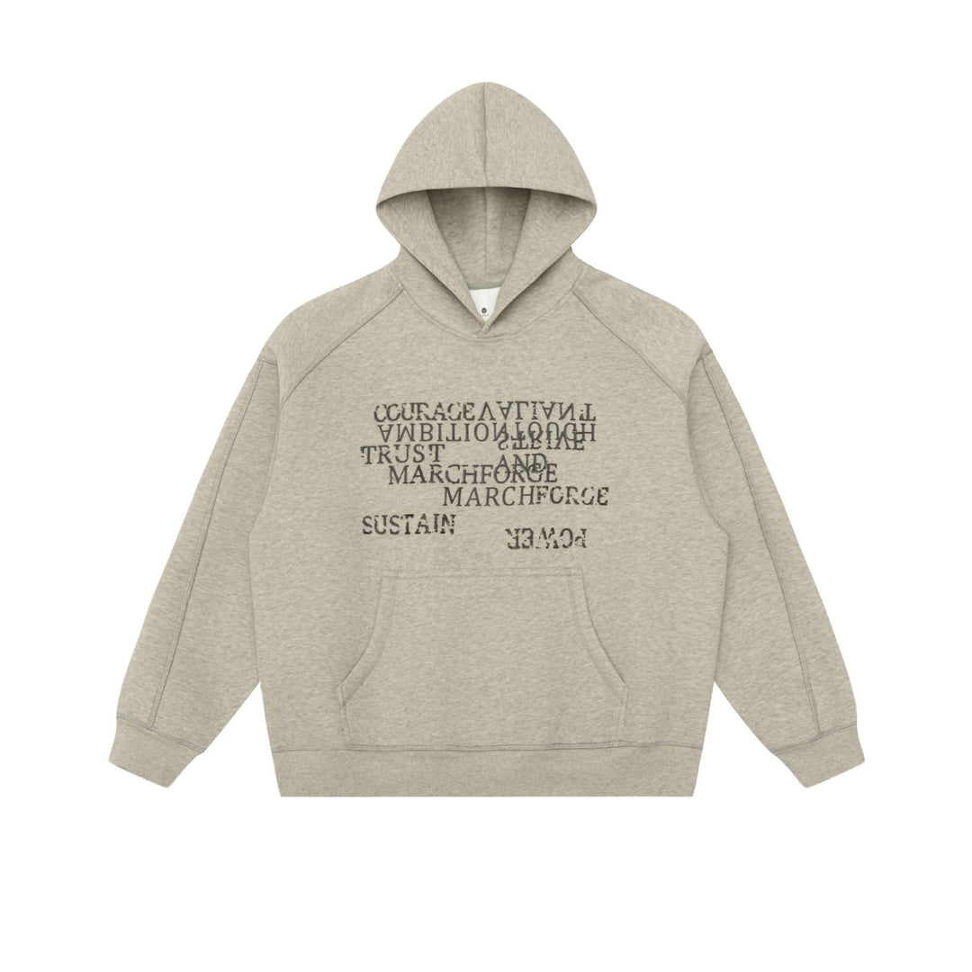 Unisex Oversize Hoodie with raglan sleeves, kangaroo pocket and offset typo print Mune Fashion