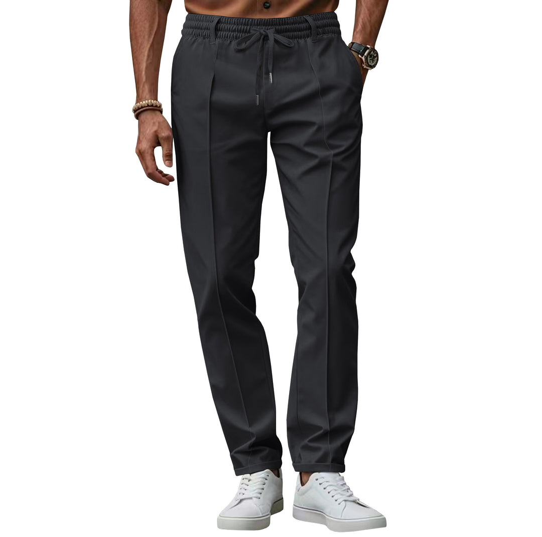 Men's casual chino jogging pants with elastic waistband and pleat Mune Fashion