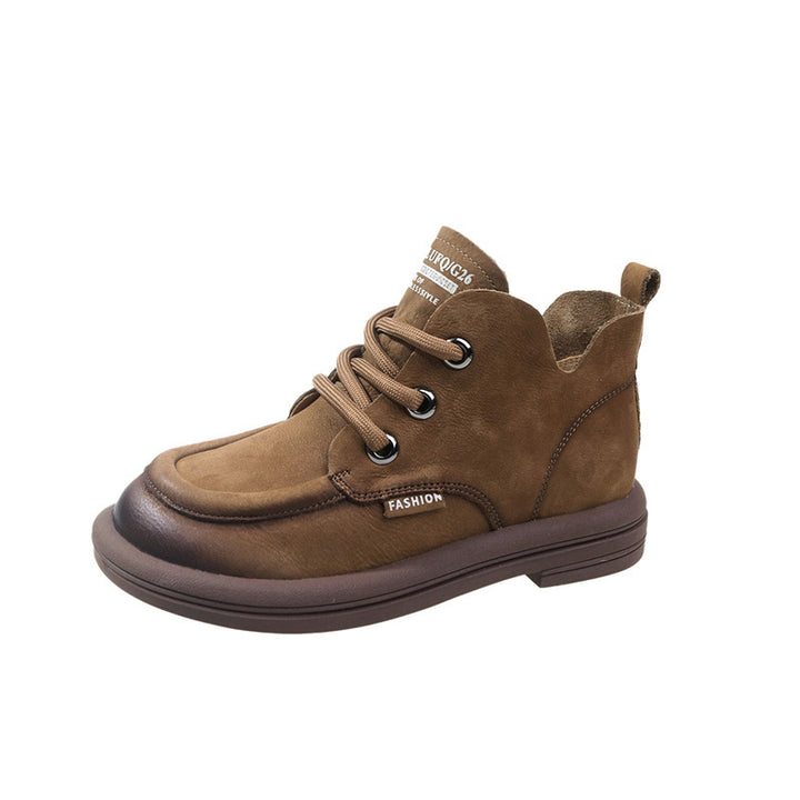 Ladies fashionable lace-up ankle boots in moccasin look with soft suede inner lining and shock-absorbing lightweight sole Mune Fashion