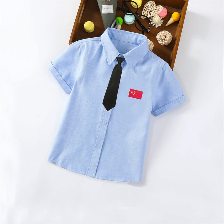 Ladies short sleeve shirt with elegant appliqué Mune Fashion