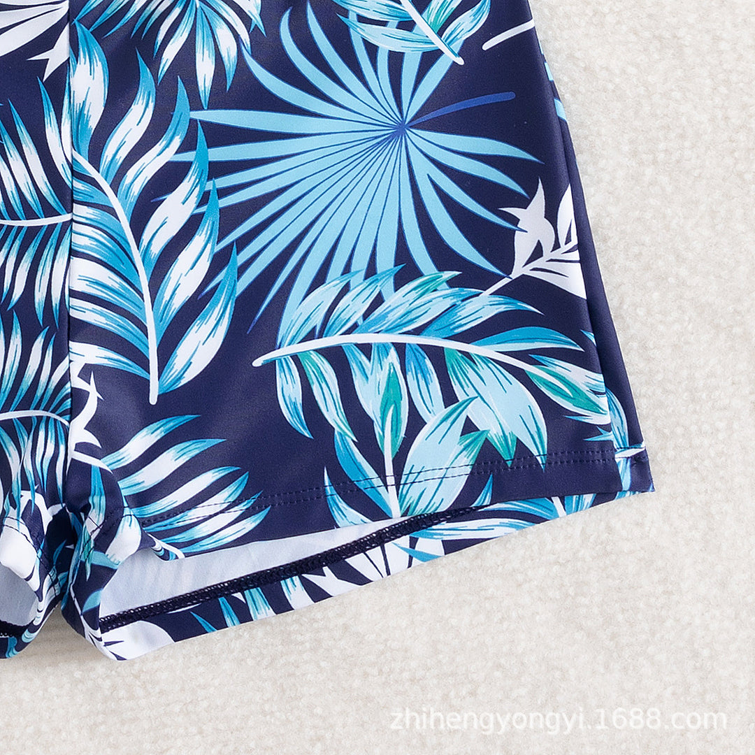 Women's Surf Suit with Long Sleeves and Stylish Plant Patterns Mune Fashion