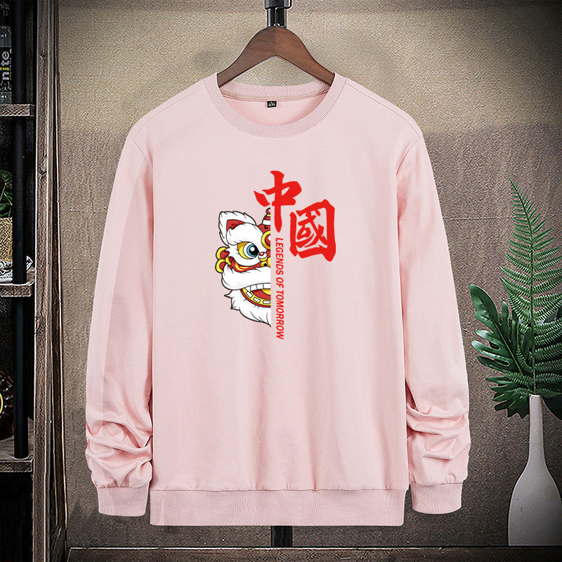Men's sweatshirt with traditional lion dance motif and round neckline Mune Fashion