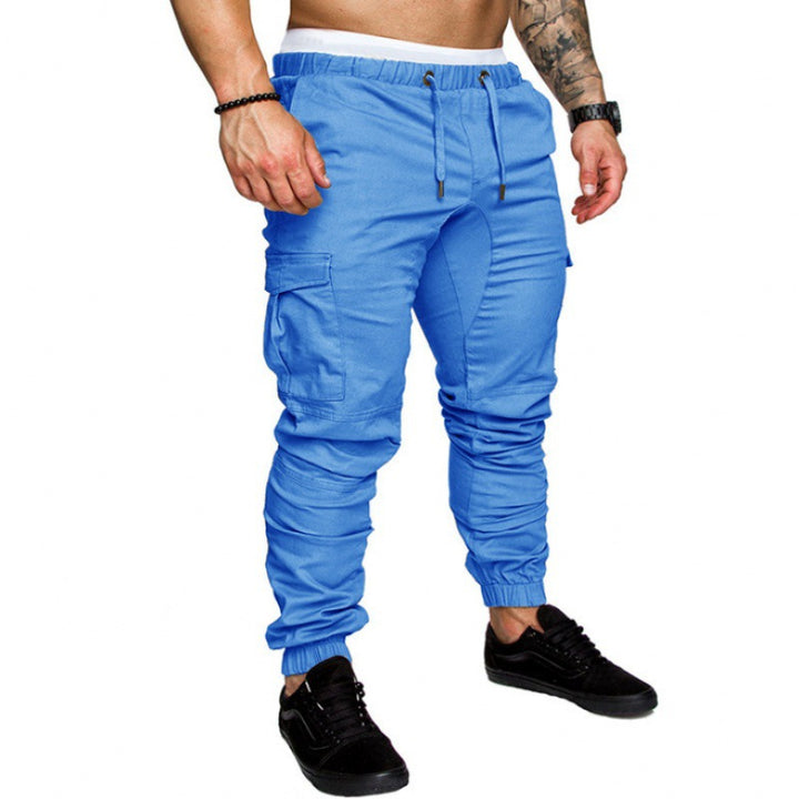 Men's carrot-shaped cargo joggers with elastic waistband, drawstring and reinforced knees Mune Fashion