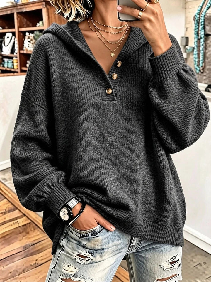Women Comfortable Knit Sweater with Hood Mune Fashion