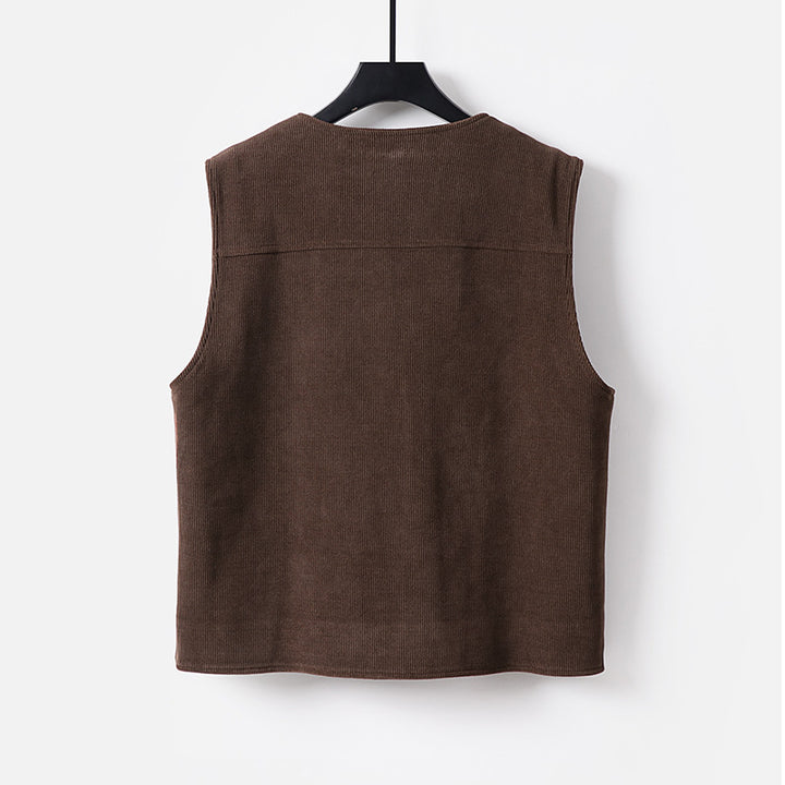 Men's Padded Cord Waistcoat with V-Neck and Patch Pockets Mune Fashion