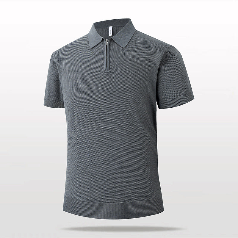 Men's Short Sleeve Polo Shirt with Zipper Mune Fashion