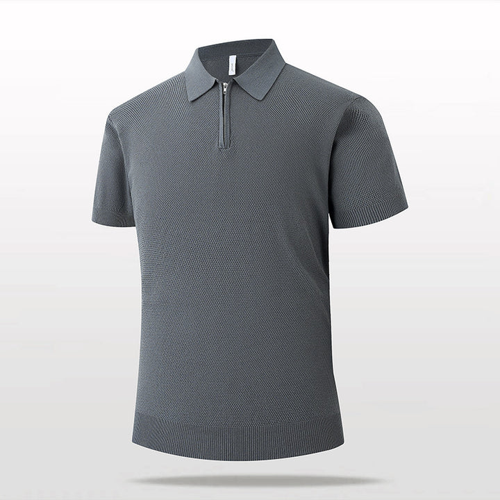 Men's Short Sleeve Polo Shirt with Zipper Mune Fashion