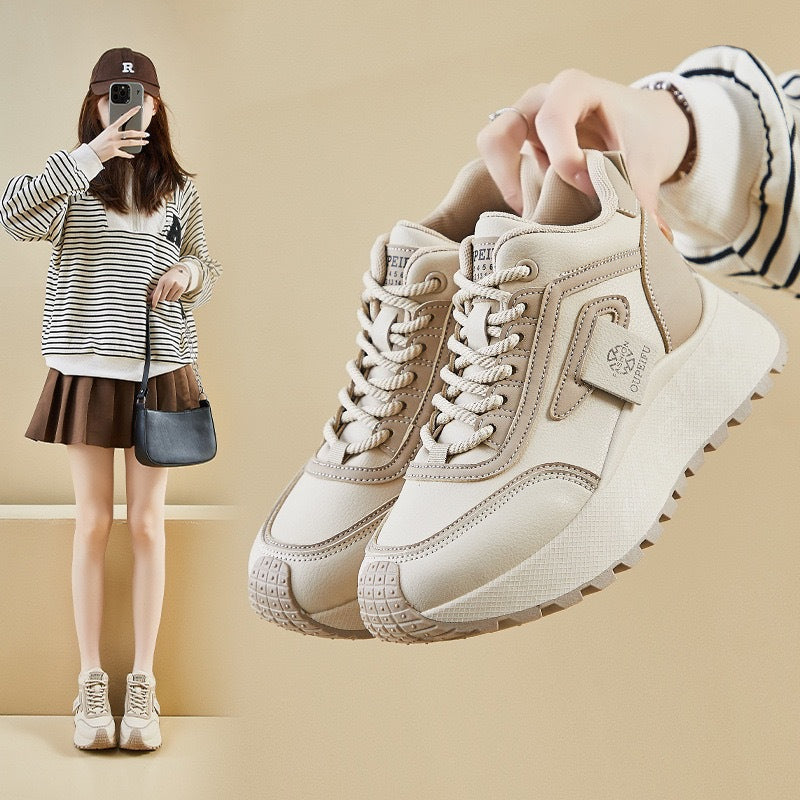 Women's Sporty High-Top Sneakers with Cozy Lining and Non-Slip Sole Mune Fashion