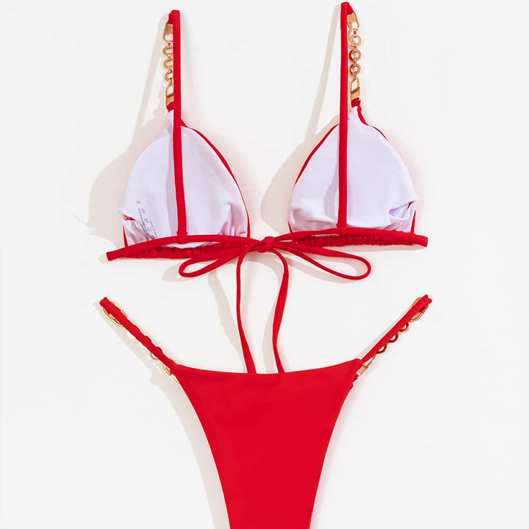 Women's Triangle Bikini with Luxurious Chain Accents Mune Fashion