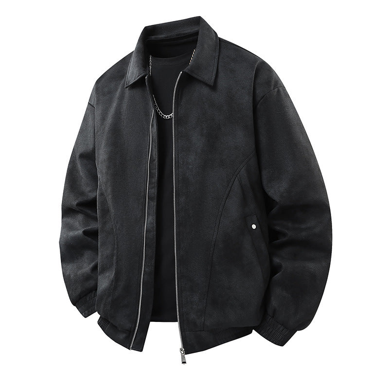 Men's Smart Overshirt-Bomber in Suede-Look with Two-Way Metal Zip Mune Fashion