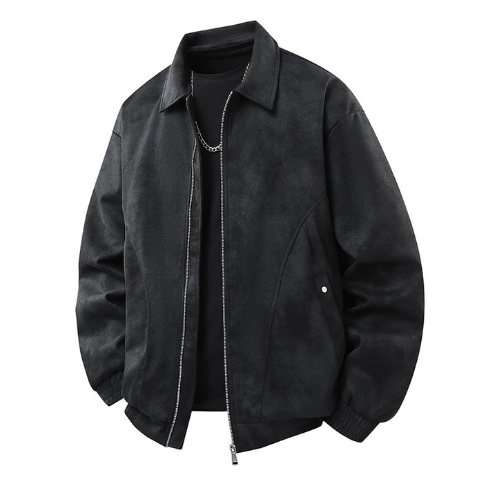 Men's Smart Overshirt-Bomber in Suede-Look with Two-Way Metal Zip Mune Fashion