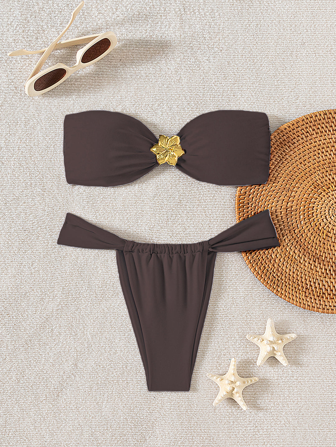 Women's bandeau bikini with elegant gold clasp Mune Fashion