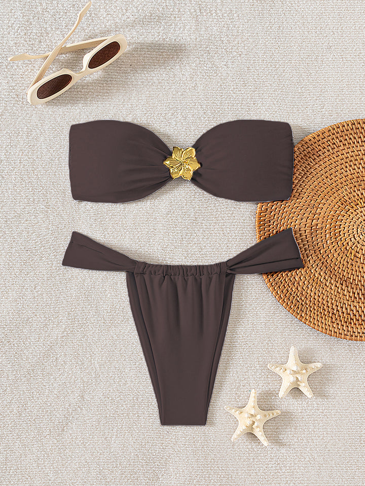 Women's bandeau bikini with elegant gold clasp Mune Fashion