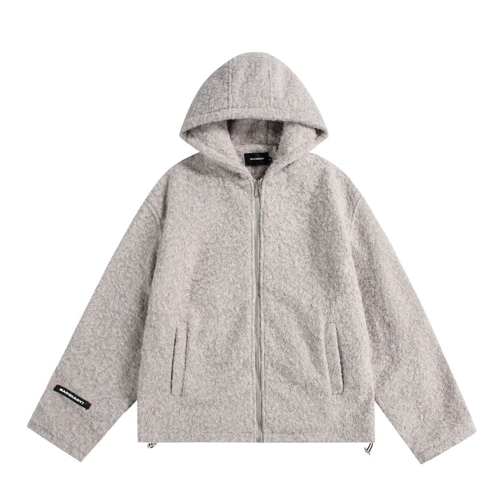 Women's hooded blouse made of wool blend with voluminous structure and zipper Mune Fashion