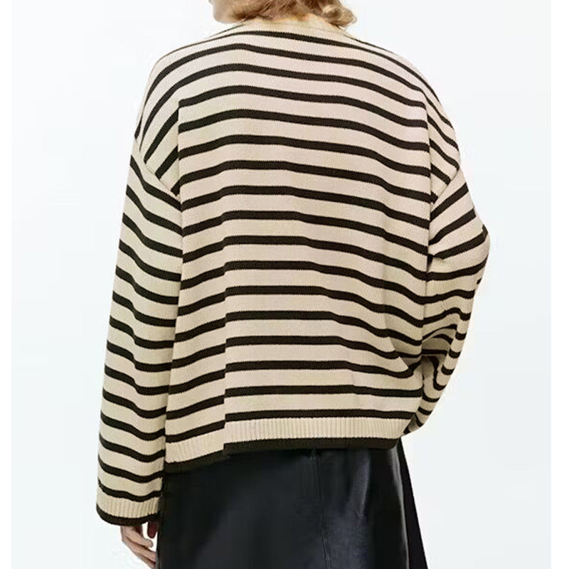 Women Casual Sweater with Stripes Mune Fashion