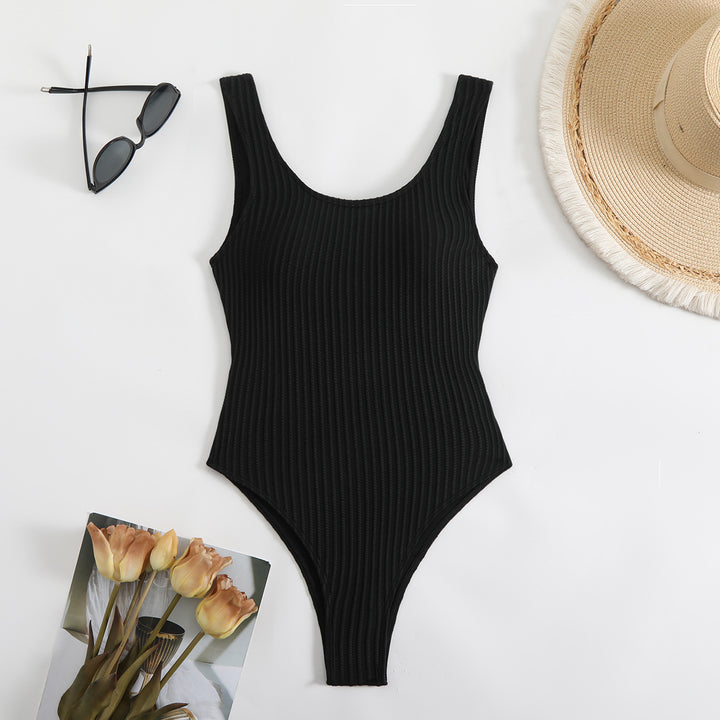 Women's One-Piece Swimsuit with Shaping Ribbed Design Mune Fashion