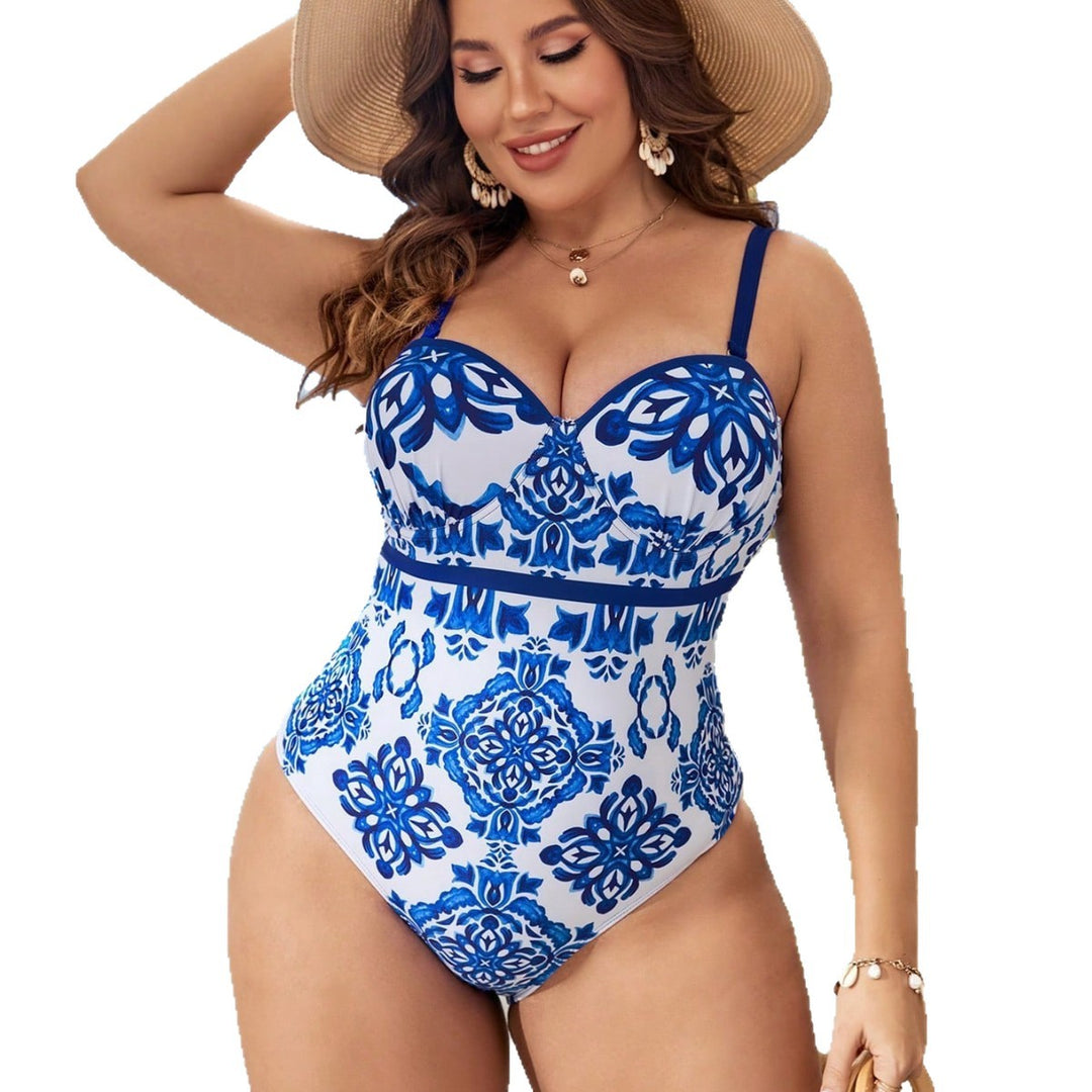 Women’s one-piece swimsuit with floral design and seductive waist accent Mune Fashion
