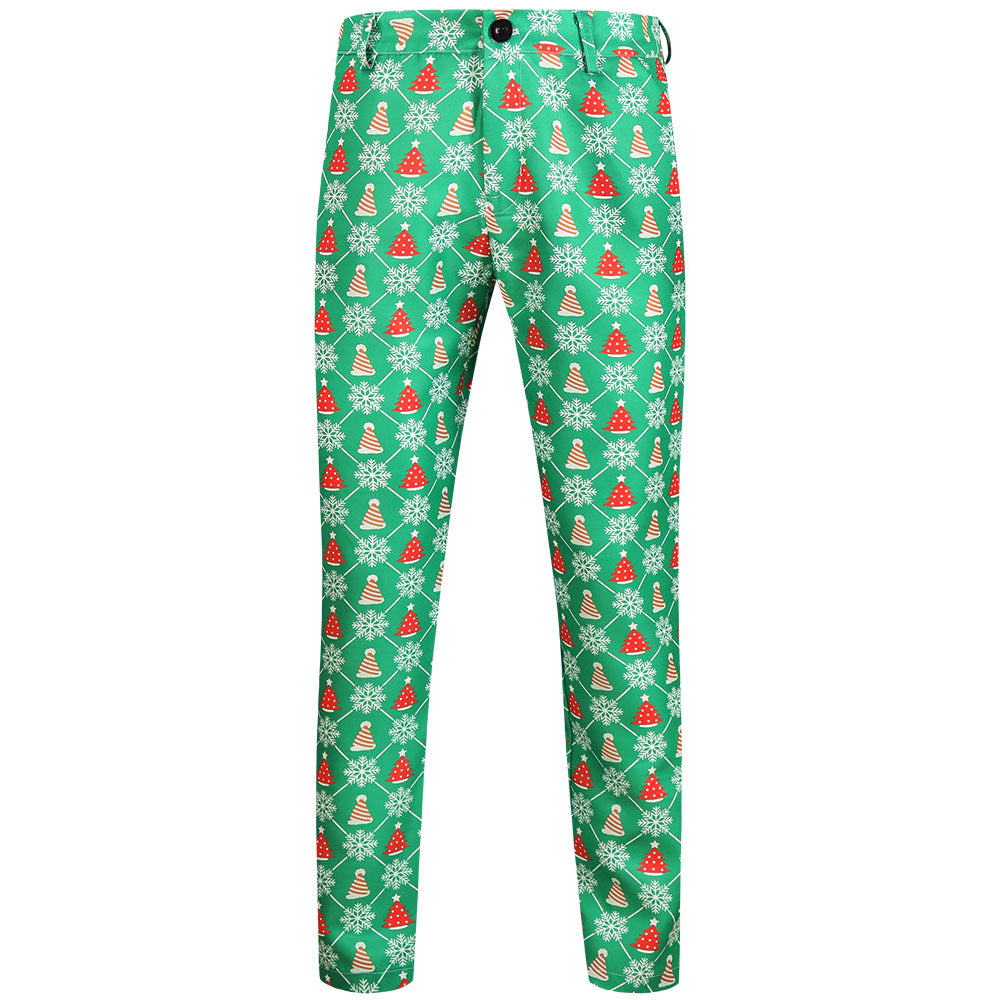 Men's Christmas Slim-Fit Chino Pants with Allover Santa Print and Stretch Comfort Mune Fashion