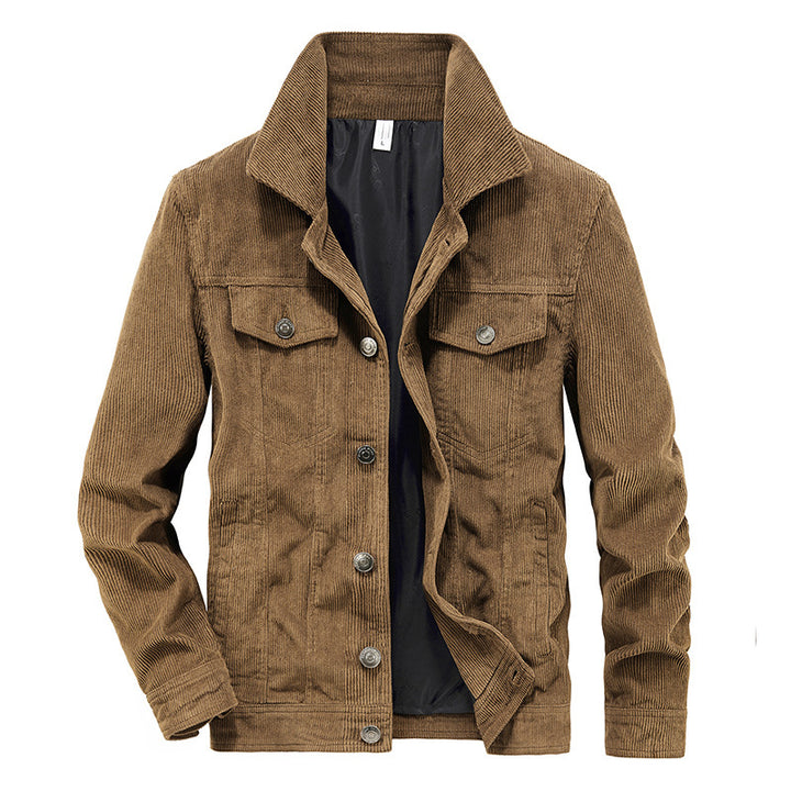 Men's fine cord work jacket in trucker cut with hidden button placket Mune Fashion