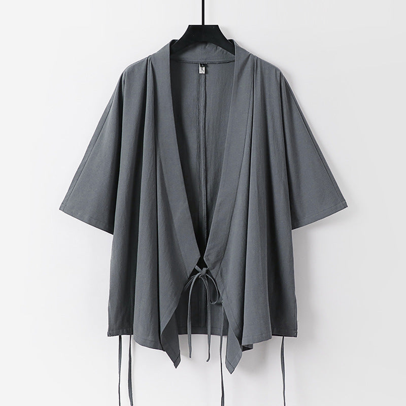 Women's loosely falling kimono jacket with tie belt Mune Fashion