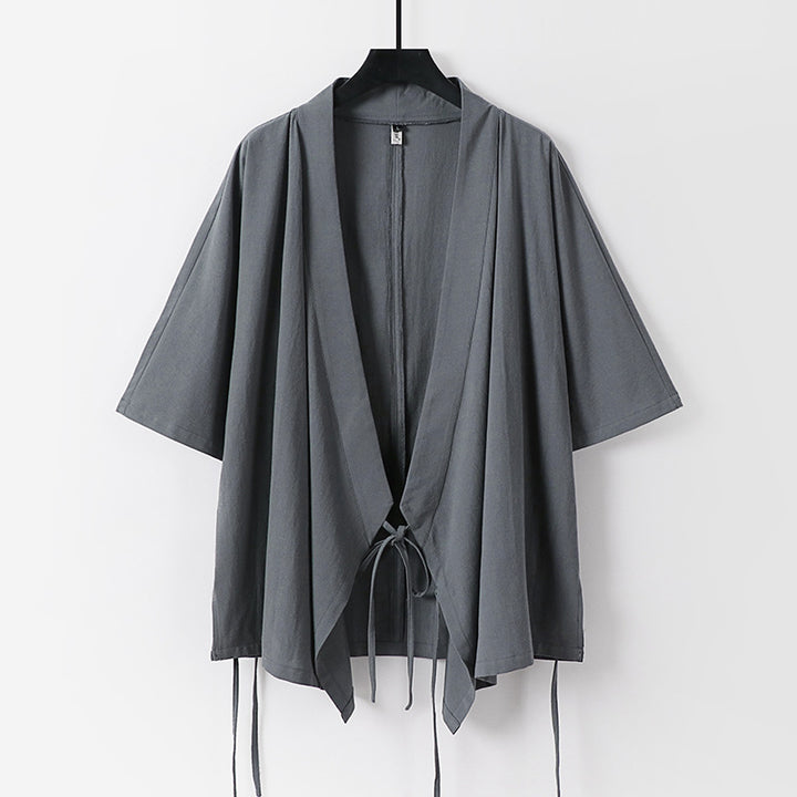 Women's loosely falling kimono jacket with tie belt Mune Fashion