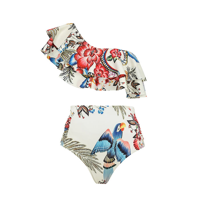 Women's swimsuit set with floral ruffles and tailored shorts Mune Fashion
