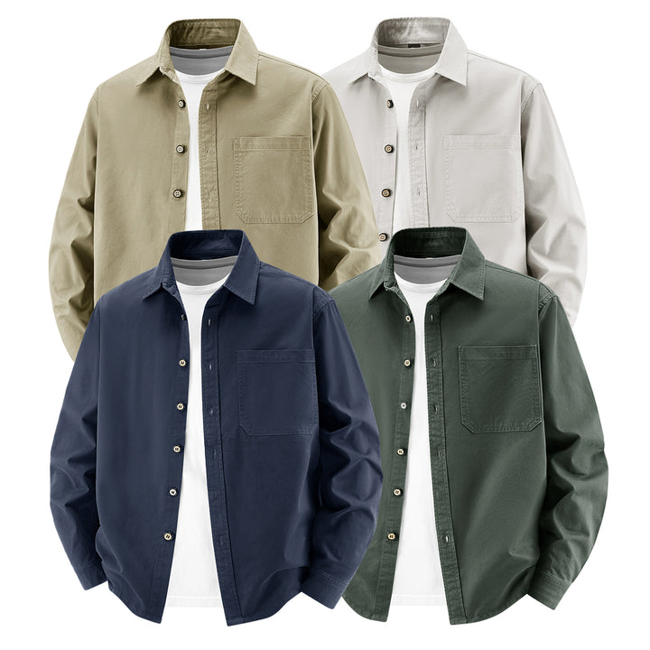 Men's loose overshirt jacket made of cotton blend with chest pocket and full button placket Mune Fashion