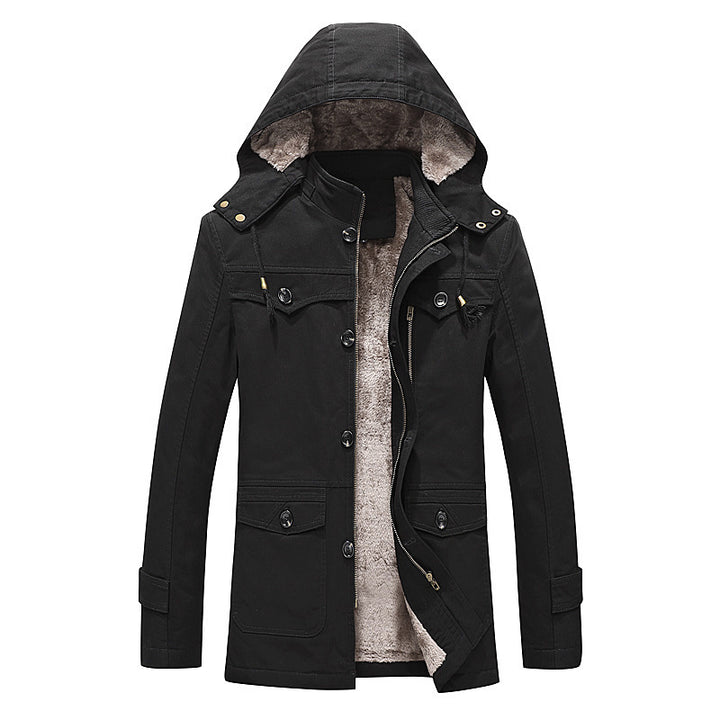 Men's padded canvas parka with fixed hood, cozy teddy inner lining, and multiple pockets Mune Fashion