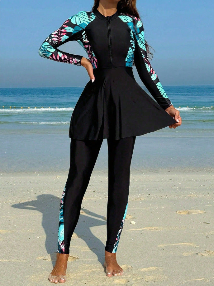 Ladies' Surf Suit with Skirt and Long Sleeve Design Mune Fashion