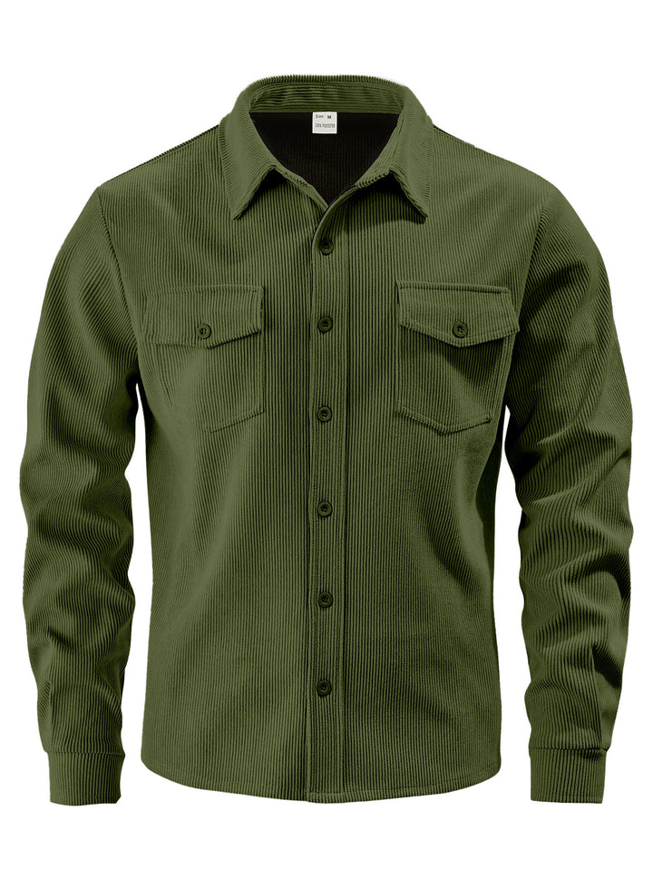 Men's cord shirt jacket made of wide corduroy with flap pockets and shirt collar Mune Fashion