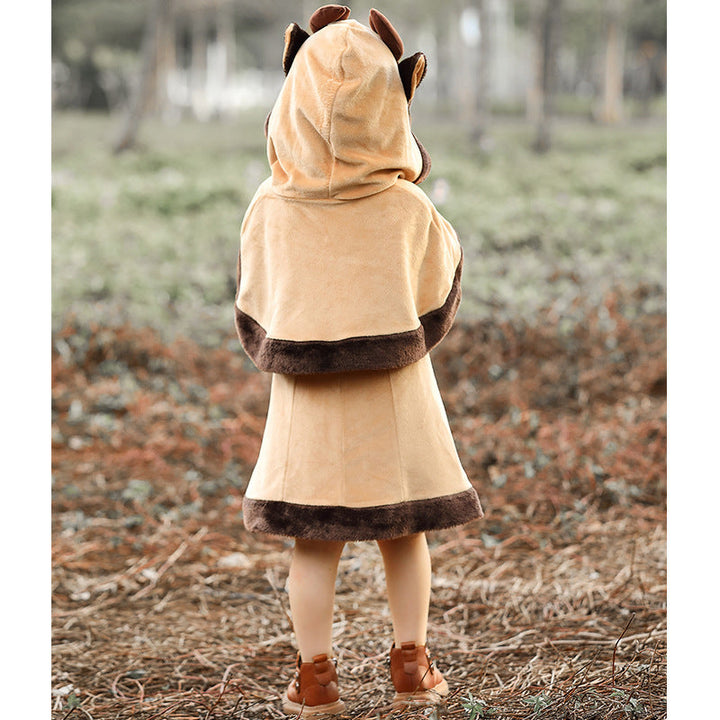 Girl's hoodie costume with animal look and fluffy material Mune Fashion