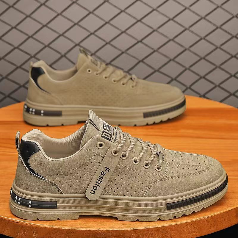 Men's Casual Suede Sneakers with Perforated Upper and Robust Profile Sole Mune Fashion